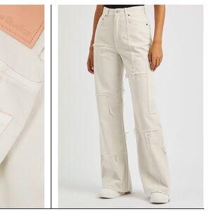 ACNE Patchwork White Wide-Leg Jeans
